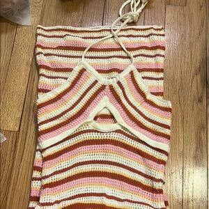 Striped Knit Halter Dress